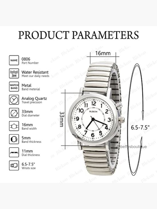 Light Up Dial Analog Watch, 33mm Metal Case, Push Button Stretch Band main image 7